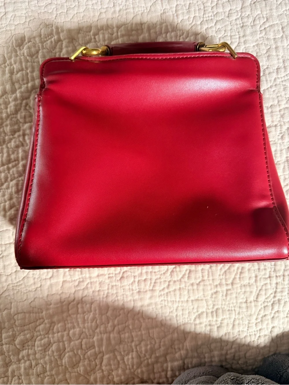 Red Leather Top-Handle Women's Bag
